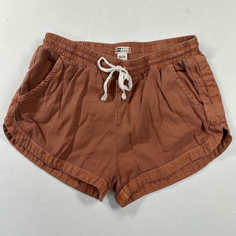 Billabong Shorts Women Sz Small Rust Orange Coastal Boho Earthy Dolphin Hem
